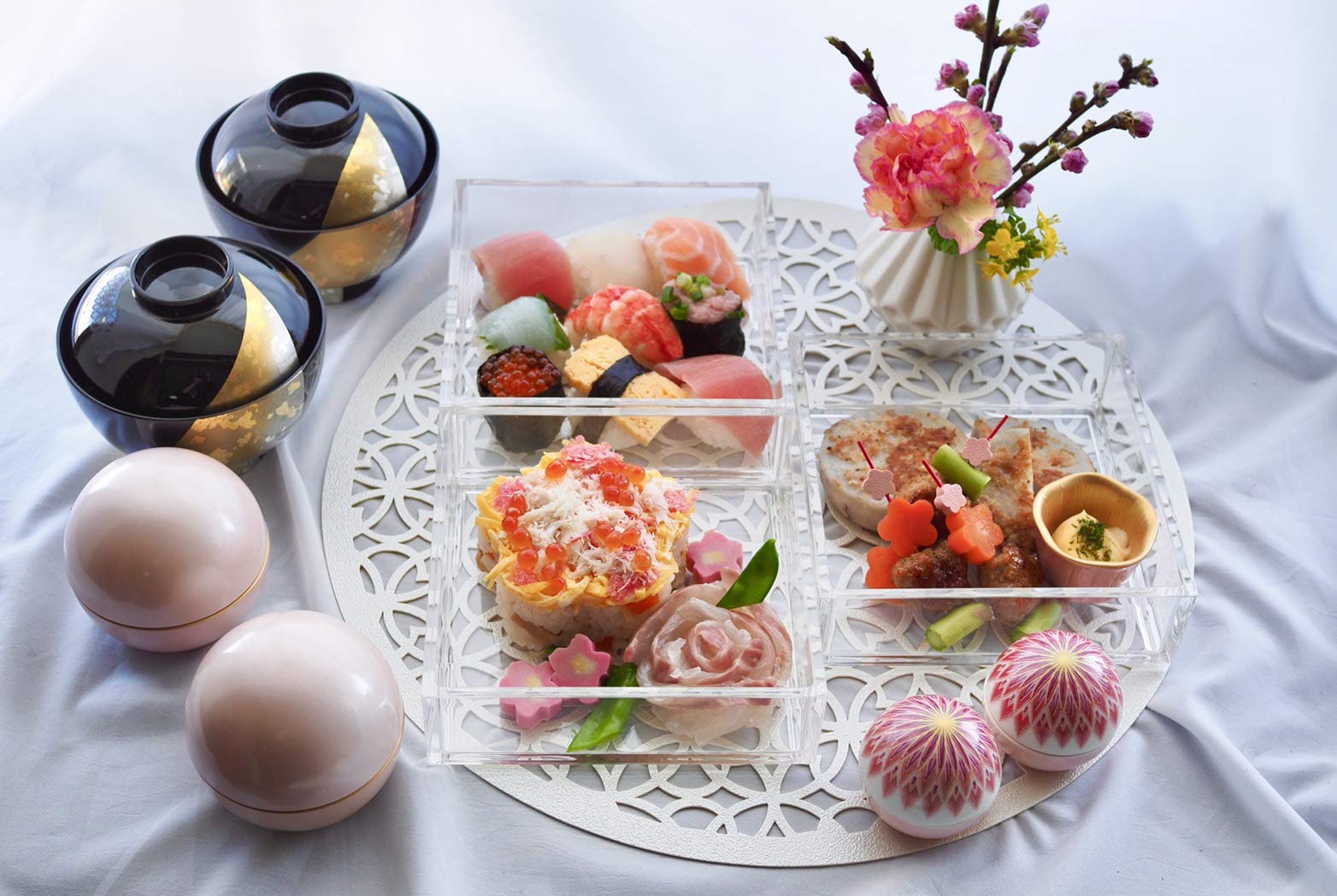 Amazon｜松本産業 3段 重箱 (Mサイズ) クリア重箱 アクリル お重 JPD